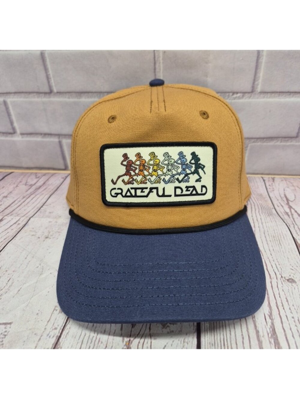 Grateful‎ Dead Men's Dancing Skeleton Snapback Tan Blue Sport Hat/Cap